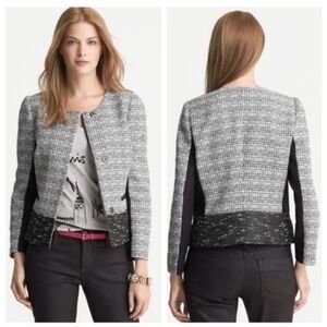 banana republic black white tweed blazer jacket office business workwear